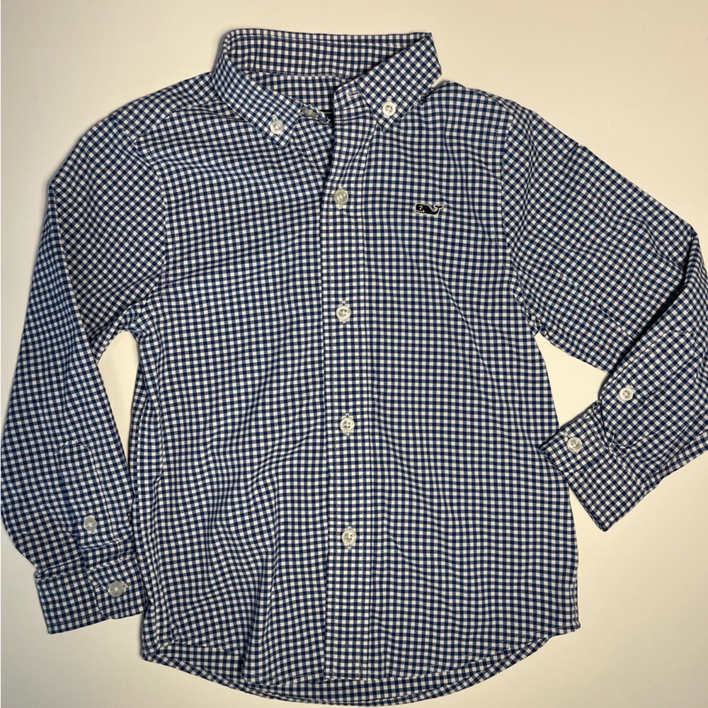 Vineyard Vines Navy and White Gingham Shirt